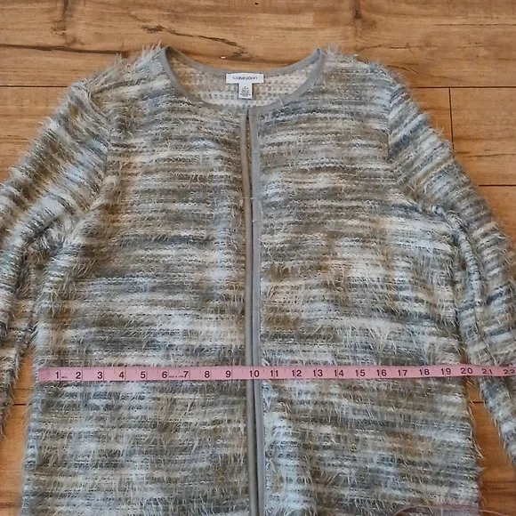 Calvin Klein Women's Multicolor Fuzzy Knit Open Front Oversize Sweater. Size S - Picture 14 of 17